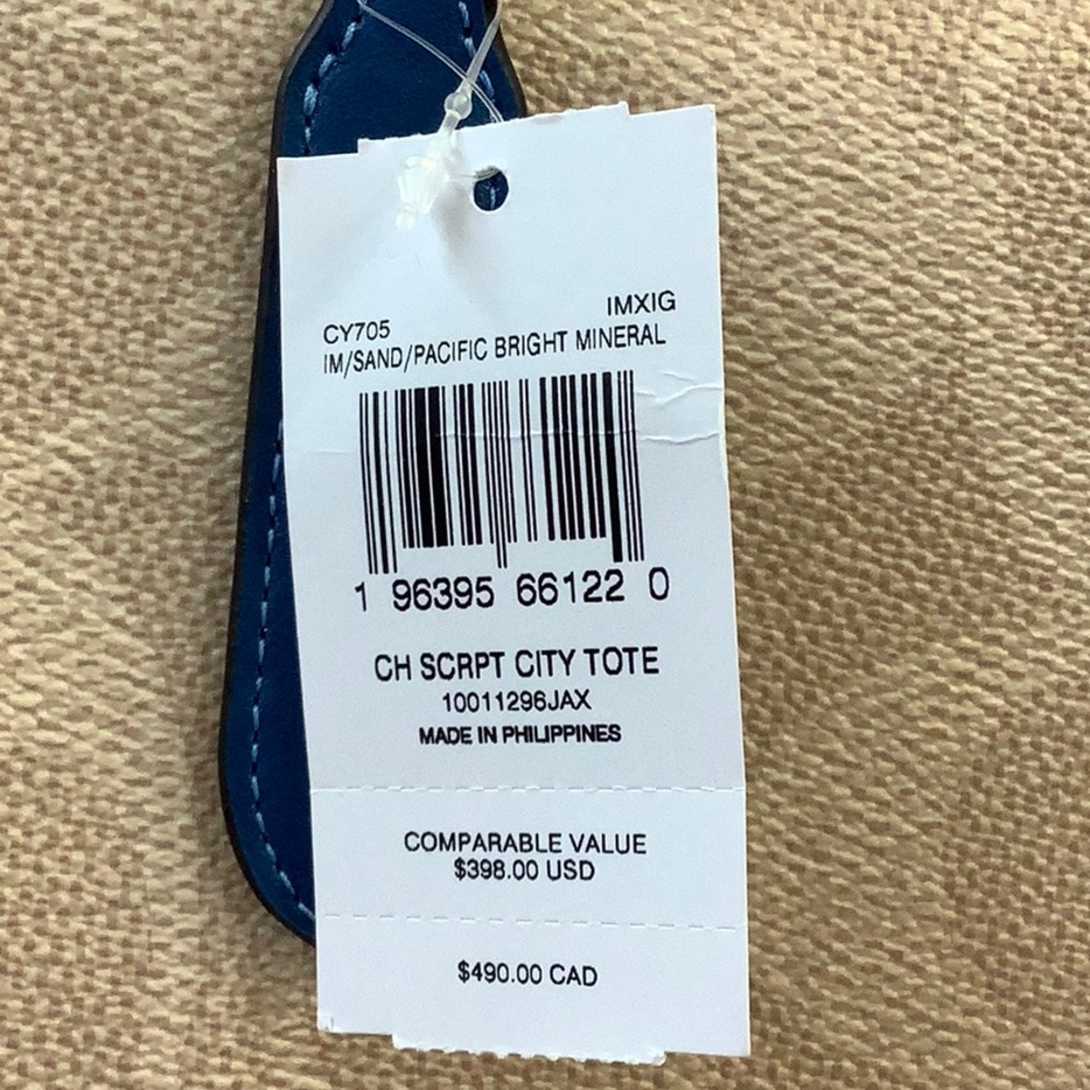 NWT Coach Graphic New York City Tote Signature Logo Beige and Blue Tote Bag - Picture 2 of 6
